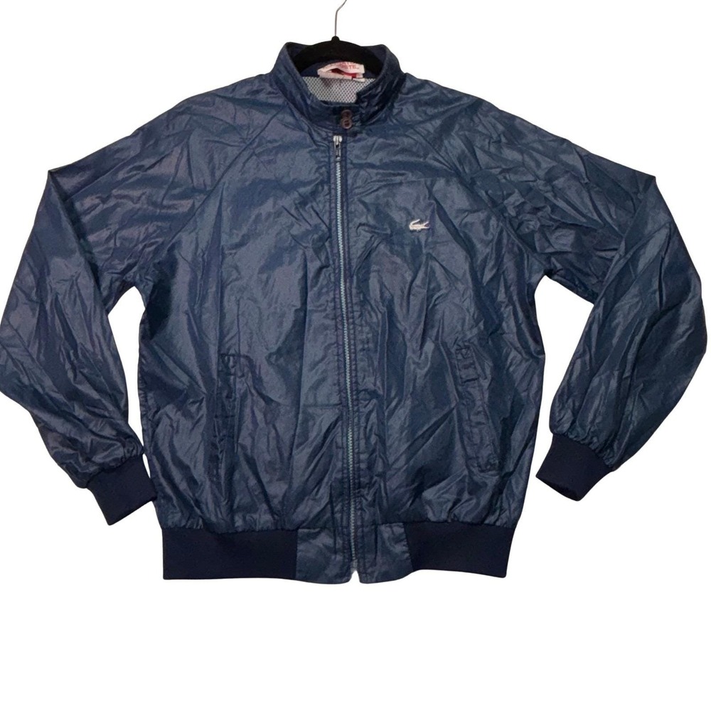 Vintage Lacoste Alligator Blue Nylon Bomber Jacket‎ Mens M 80s 90s